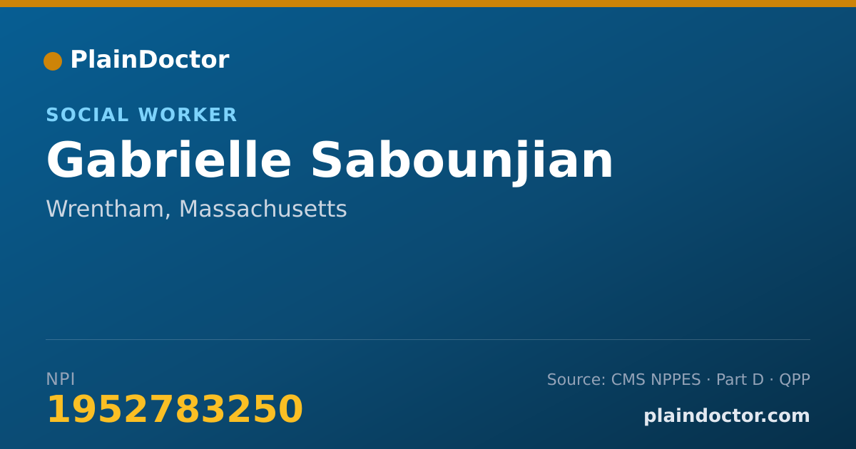 Shareable card for Gabrielle Sabounjian - Social Worker, Wrentham, MA