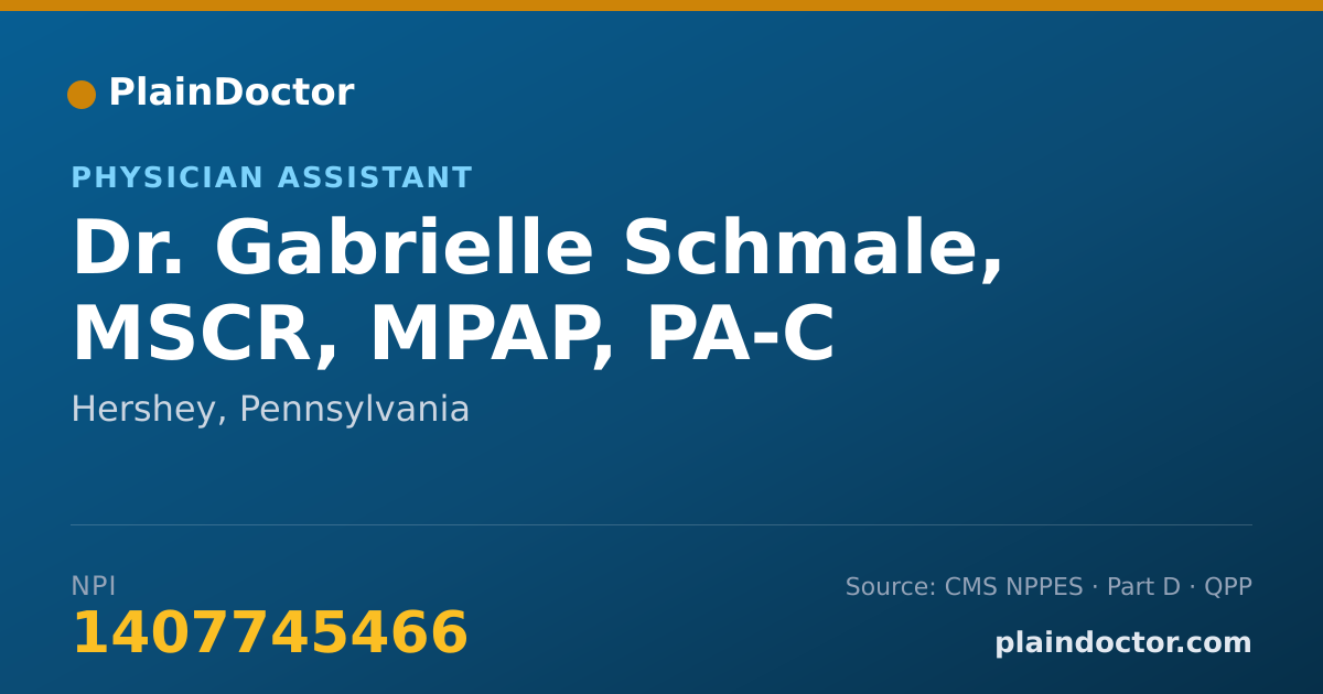 Shareable card for Gabrielle Schmale, MSCR, MPAP, PA-C - Physician Assistant, Hershey, PA