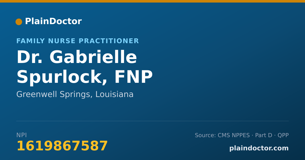 Shareable card for Gabrielle Spurlock, FNP - Family Nurse Practitioner, Greenwell Springs, LA