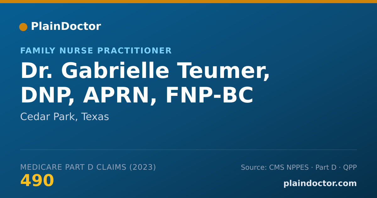 Shareable card for Gabrielle Teumer, DNP,  APRN, FNP-BC - Family Nurse Practitioner, Cedar Park, TX