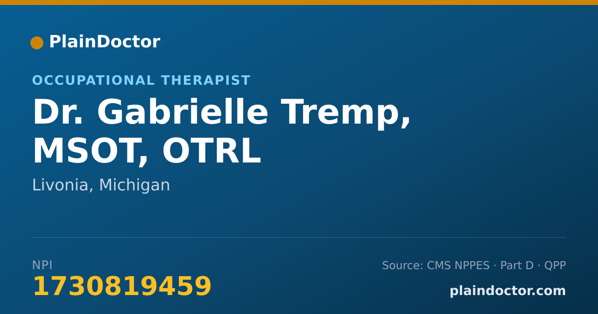 Shareable card for Gabrielle Tremp, MSOT, OTRL - Occupational Therapist, Livonia, MI