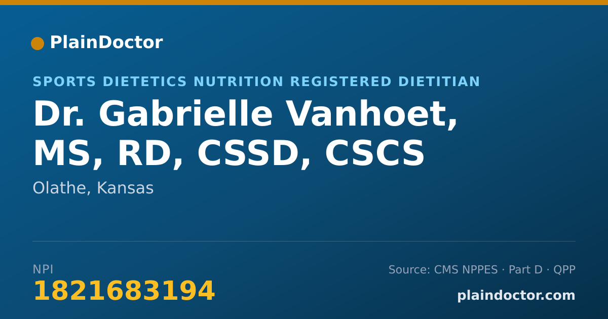 Shareable card for Gabrielle Vanhoet, MS, RD, CSSD, CSCS - Sports Dietetics Nutrition Registered Dietitian, Olathe, KS