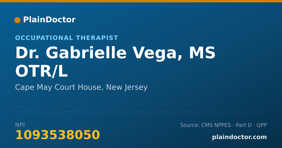 Shareable card for Gabrielle Vega, MS OTR/L - Occupational Therapist, Cape May Court House, NJ