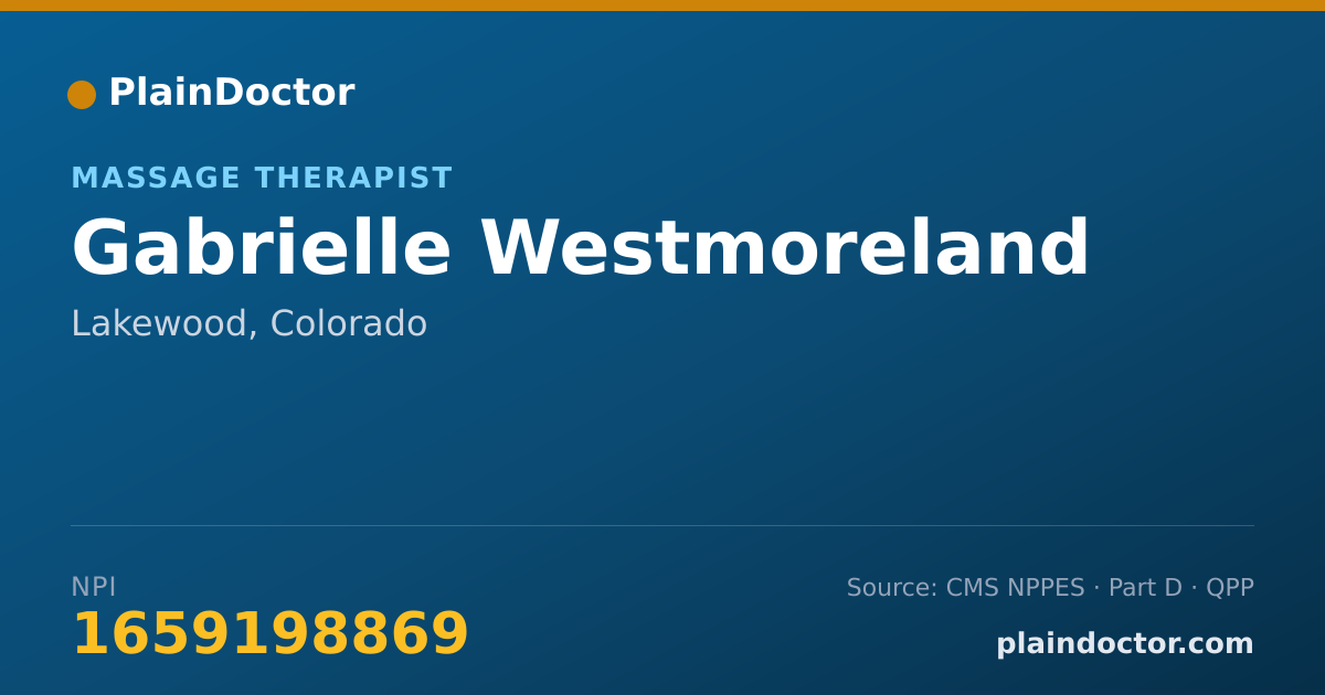 Shareable card for Gabrielle Westmoreland - Massage Therapist, Lakewood, CO