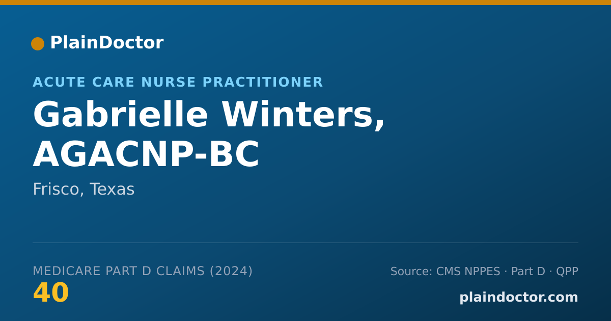 Shareable card for Gabrielle Winters, AGACNP-BC - Acute Care Nurse Practitioner, Frisco, TX