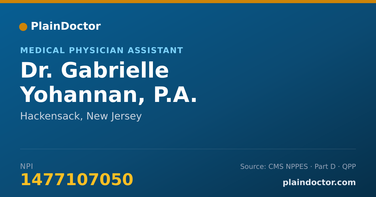 Shareable card for Gabrielle Yohannan, P.A. - Medical Physician Assistant, Hackensack, NJ