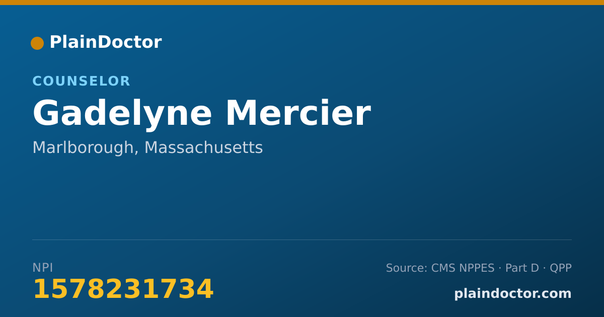Shareable card for Gadelyne Mercier - Counselor, Marlborough, MA