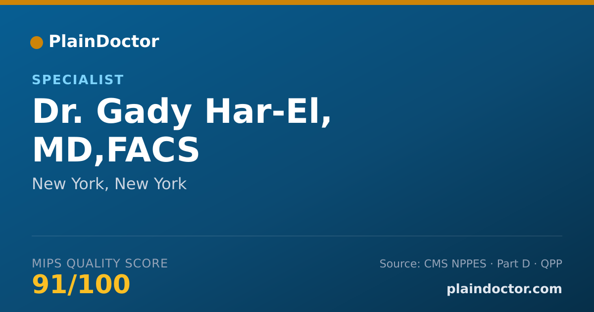 Shareable card for Gady Har-El, MD,FACS - Specialist, New York, NY