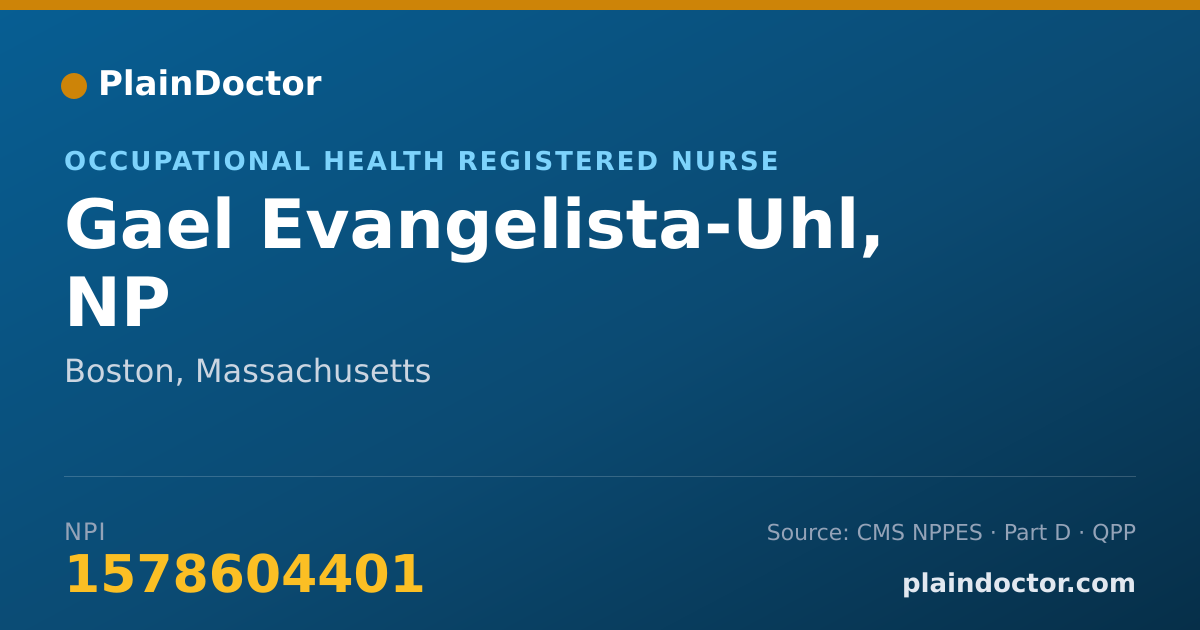 Shareable card for Gael Evangelista-Uhl, NP - Occupational Health Registered Nurse, Boston, MA