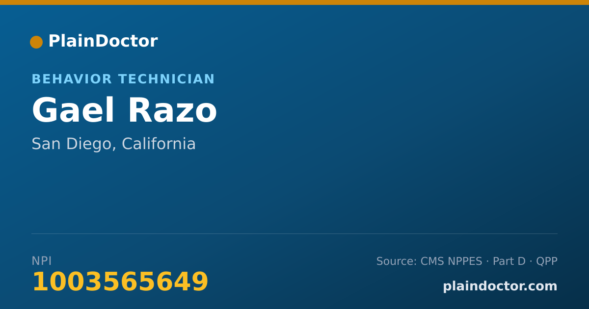 Shareable card for Gael Razo - Behavior Technician, San Diego, CA