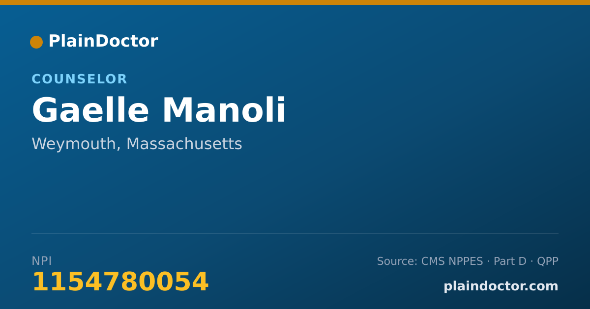 Shareable card for Gaelle Manoli - Counselor, Weymouth, MA
