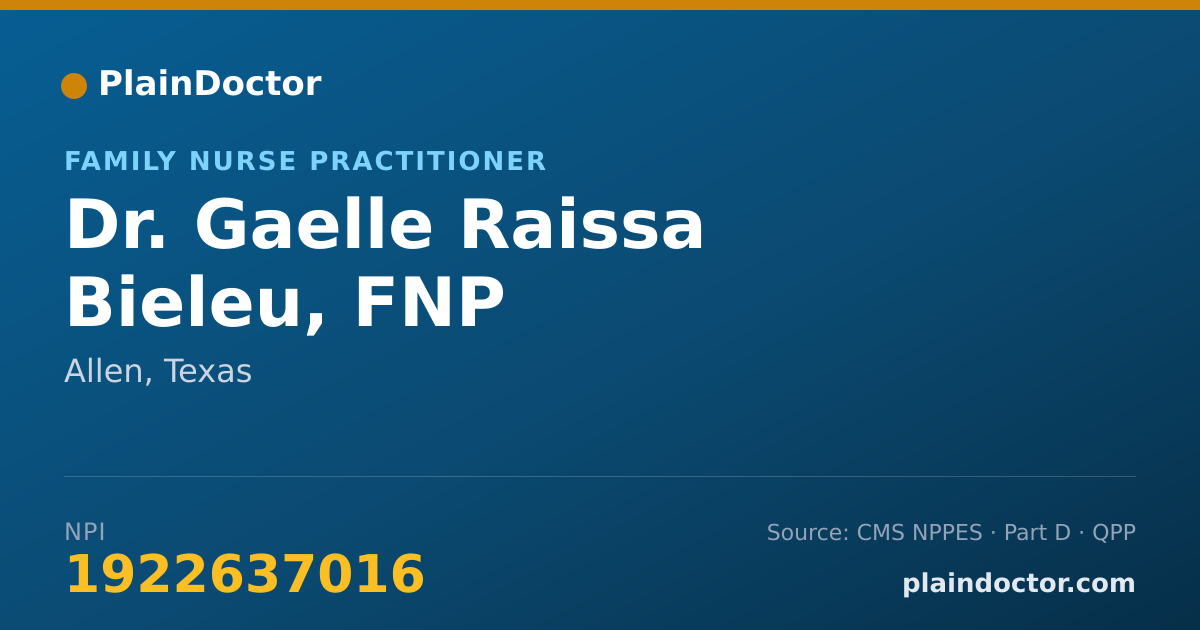 Shareable card for Gaelle Raissa Bieleu, FNP - Family Nurse Practitioner, Allen, TX