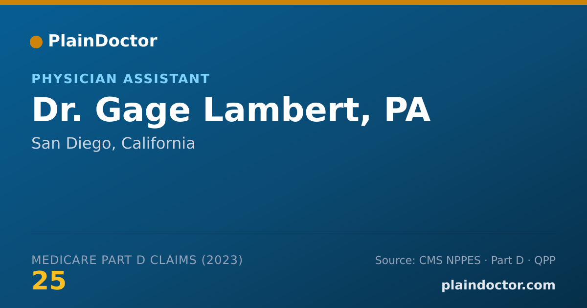 Shareable card for Gage Lambert, PA - Physician Assistant, San Diego, CA
