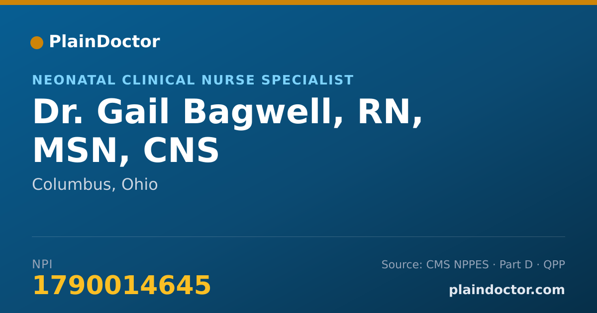 Shareable card for Gail Bagwell, RN, MSN, CNS - Neonatal Clinical Nurse Specialist, Columbus, OH