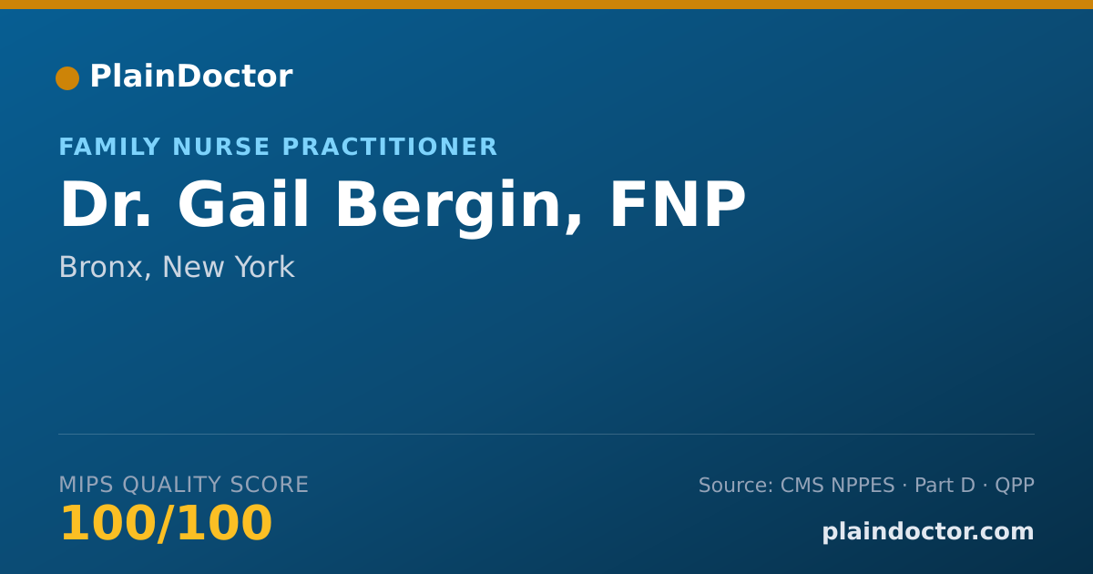 Shareable card for Gail Bergin, FNP - Family Nurse Practitioner, Bronx, NY