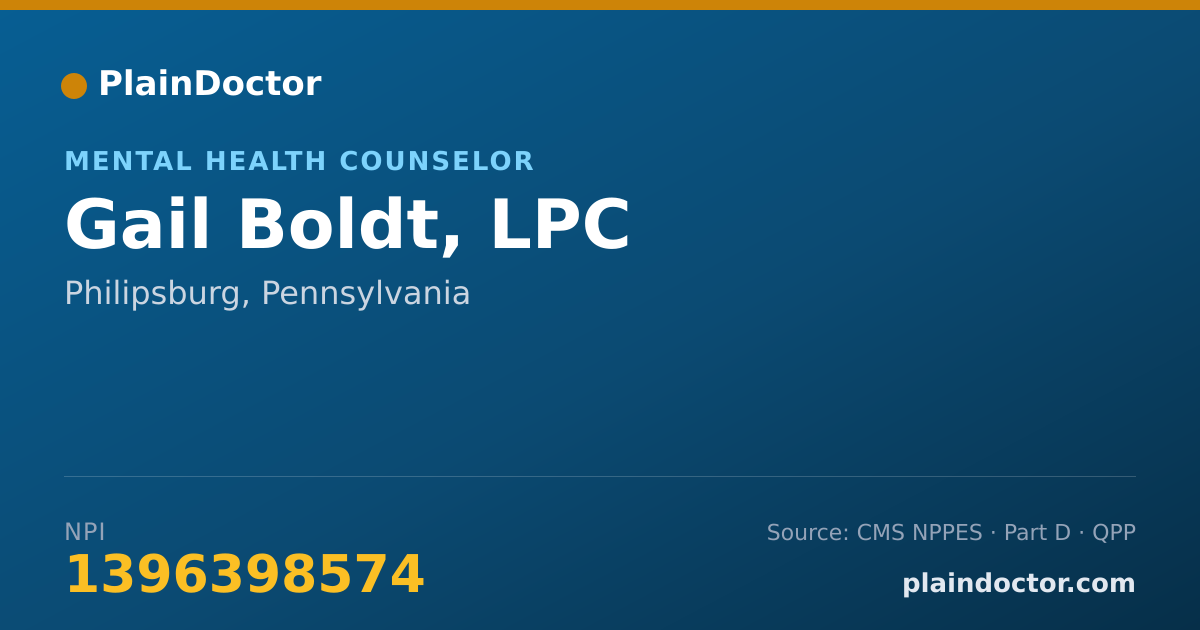 Shareable card for Gail Boldt, LPC - Mental Health Counselor, Philipsburg, PA