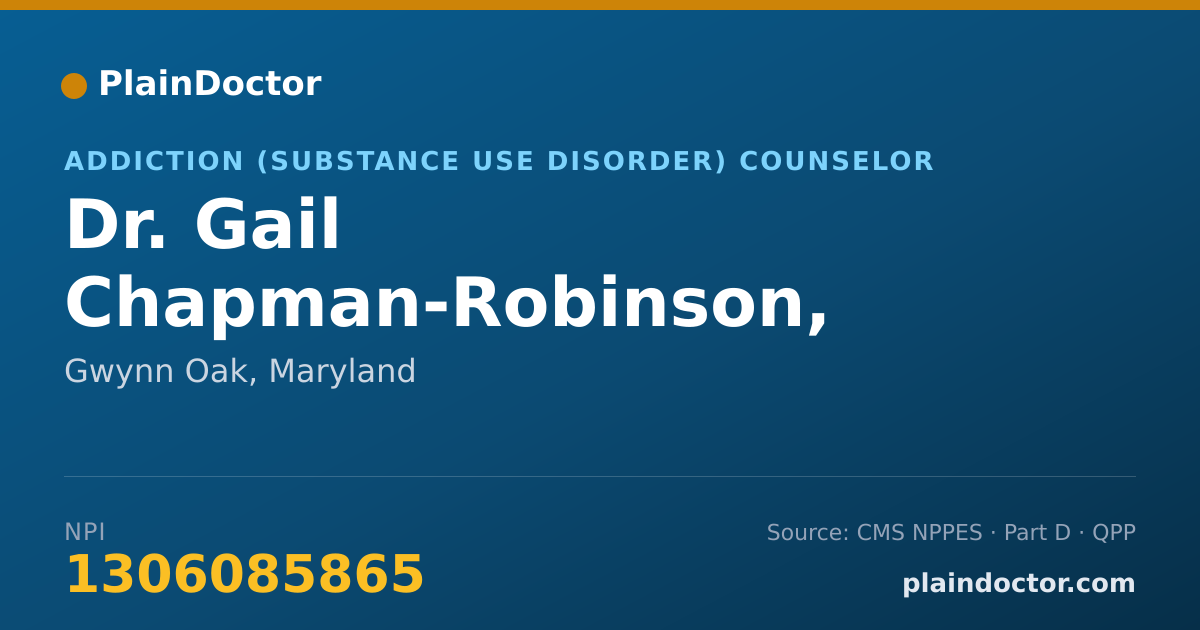 Shareable card for Gail Chapman-Robinson, LCADC - Addiction (Substance Use Disorder) Counselor, Gwynn Oak, MD