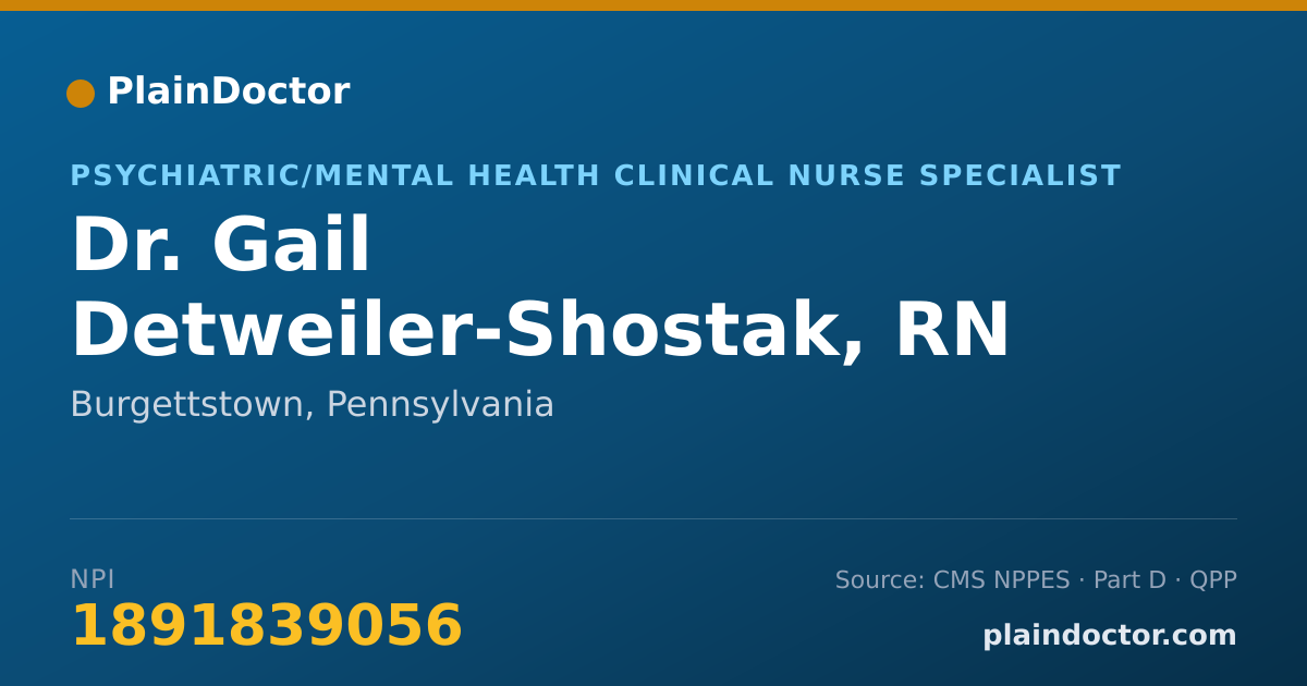 Shareable card for Gail Detweiler-Shostak, RN - Psychiatric/Mental Health Clinical Nurse Specialist, Burgettstown, PA
