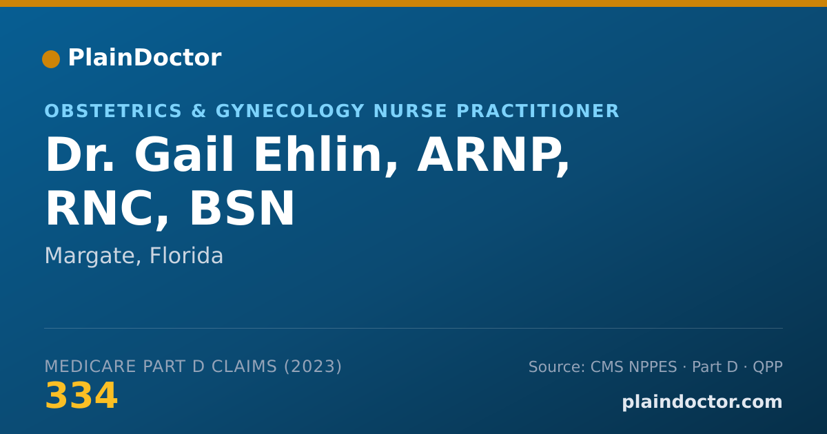Shareable card for Gail Ehlin, ARNP, RNC, BSN - Obstetrics & Gynecology Nurse Practitioner, Margate, FL