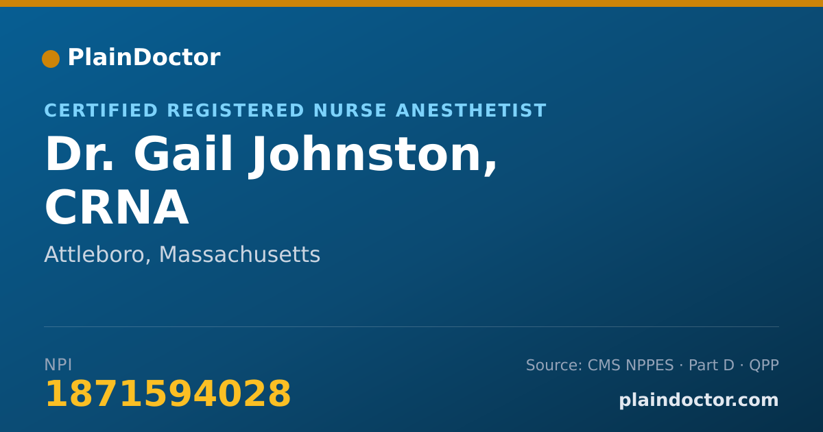 Shareable card for Gail Johnston, CRNA - Certified Registered Nurse Anesthetist, Attleboro, MA