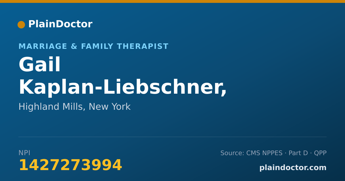 Shareable card for Gail Kaplan-Liebschner, LICENSED THERAPIST - Marriage & Family Therapist, Highland Mills, NY
