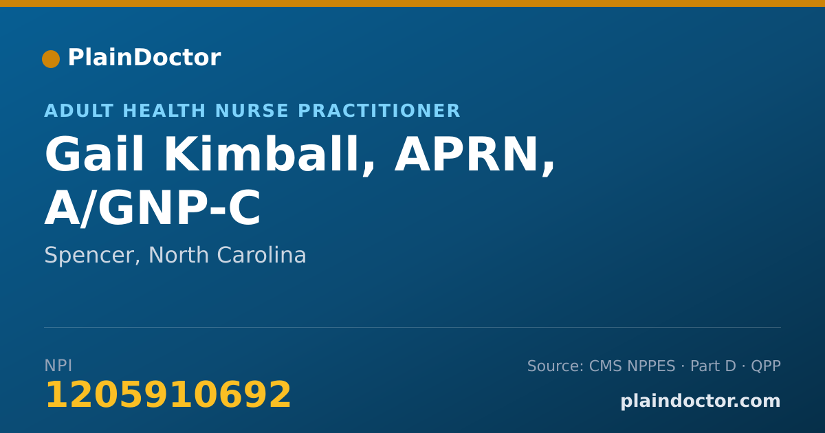 Shareable card for Gail Kimball, APRN, A/GNP-C - Adult Health Nurse Practitioner, Spencer, NC