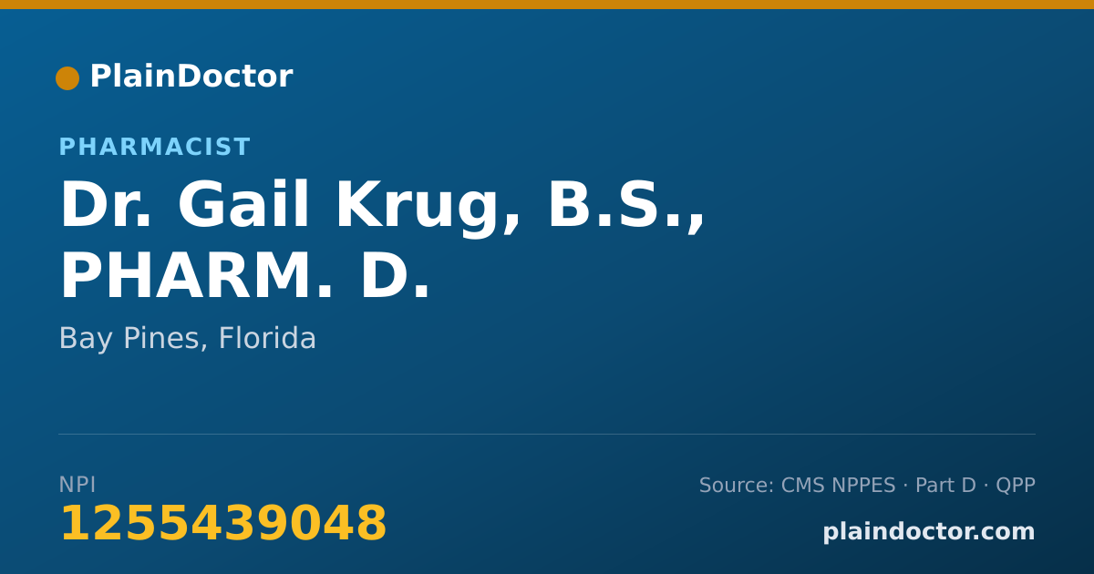 Shareable card for Gail Krug, B.S., PHARM. D. - Pharmacist, Bay Pines, FL