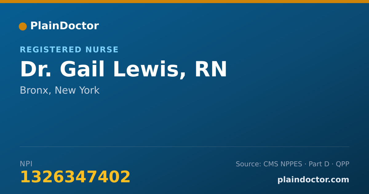 Shareable card for Gail Lewis, RN - Registered Nurse, Bronx, NY