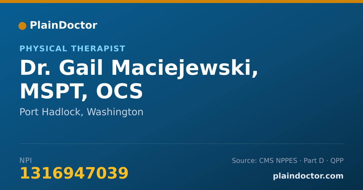 Shareable card for Gail Maciejewski, MSPT, OCS - Physical Therapist, Port Hadlock, WA