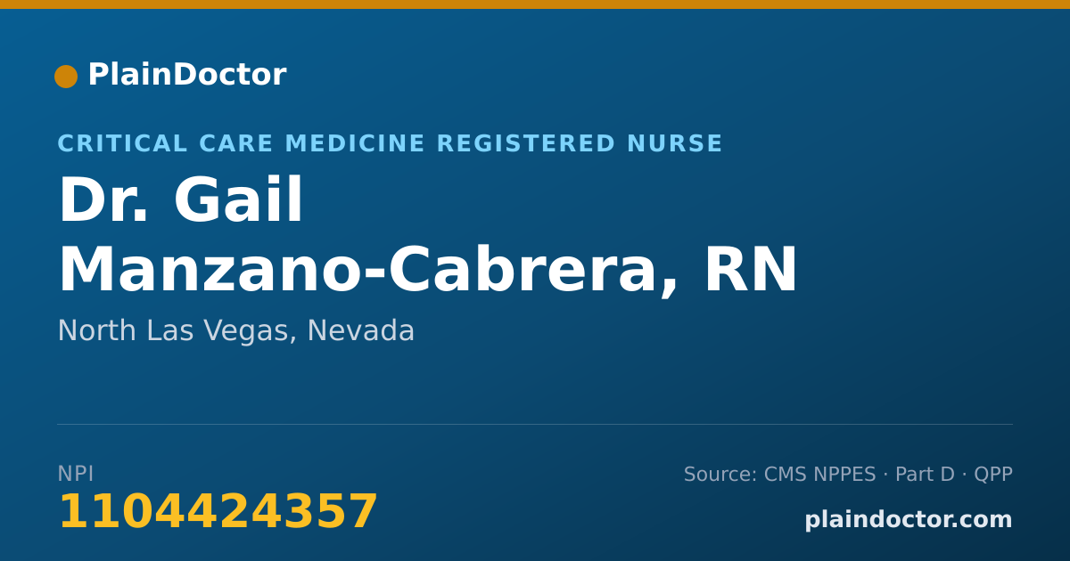 Shareable card for Gail Manzano-Cabrera, RN - Critical Care Medicine Registered Nurse, North Las Vegas, NV