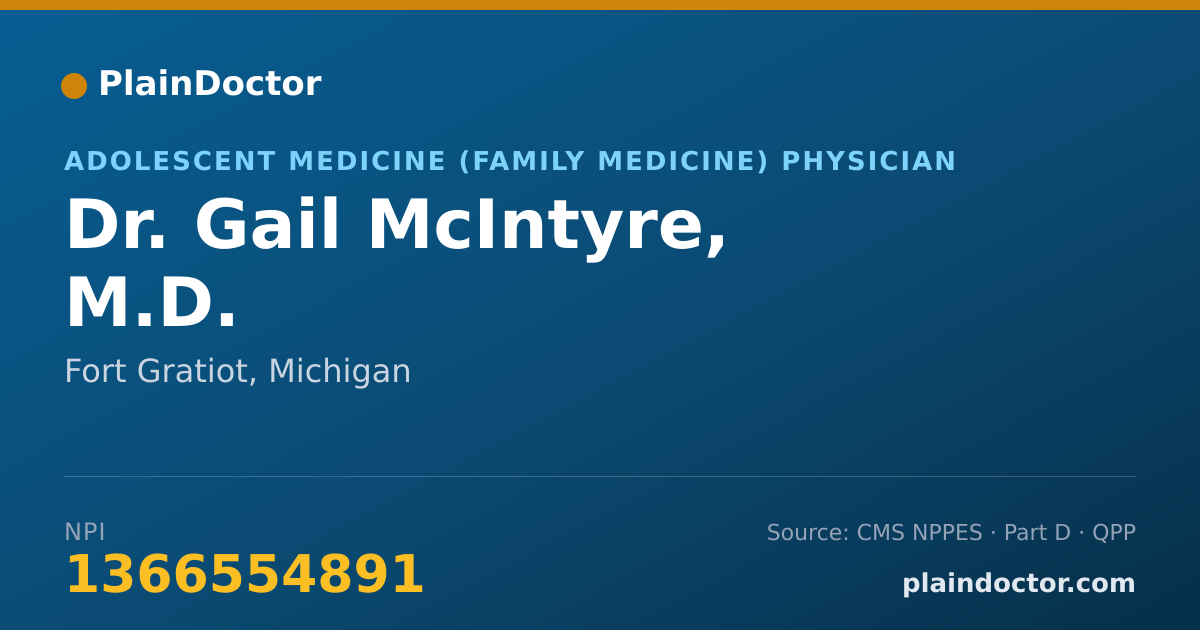 Shareable card for Gail McIntyre, M.D. - Adolescent Medicine (Family Medicine) Physician, Fort Gratiot, MI