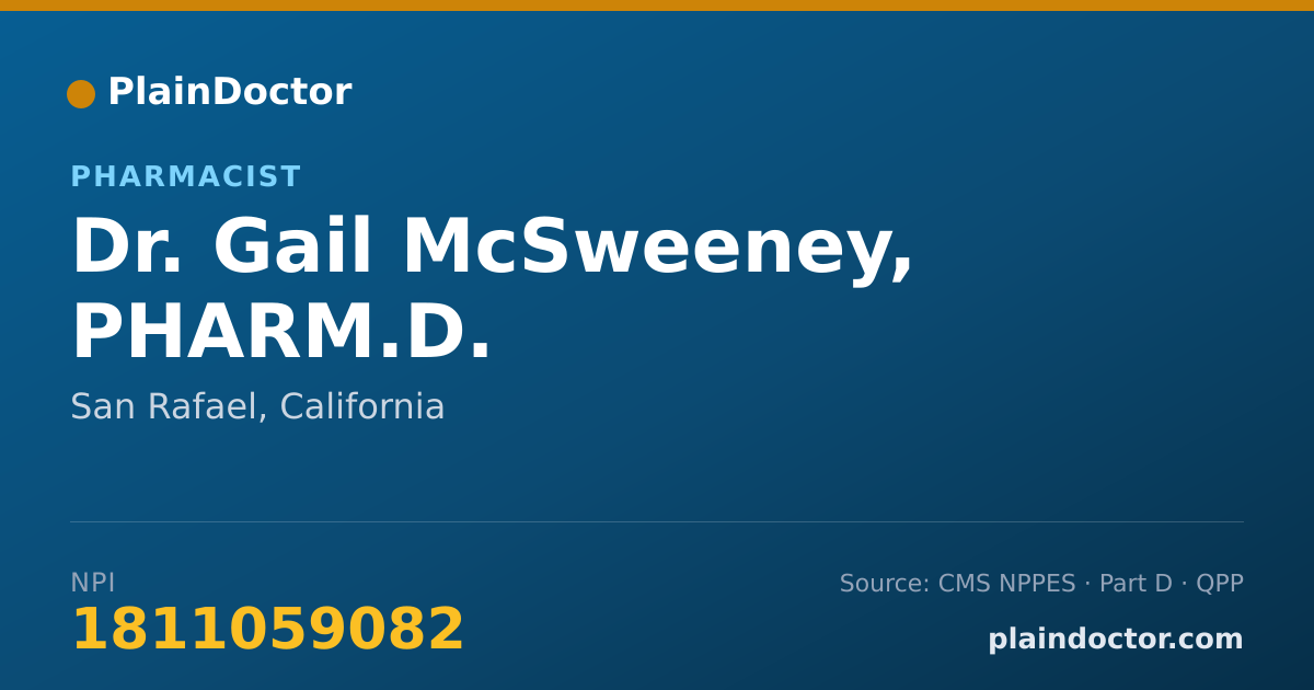 Shareable card for Gail McSweeney, PHARM.D. - Pharmacist, San Rafael, CA