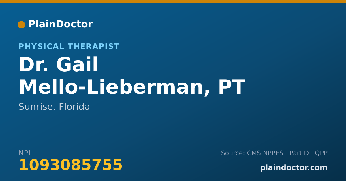 Shareable card for Gail Mello-Lieberman, PT - Physical Therapist, Sunrise, FL