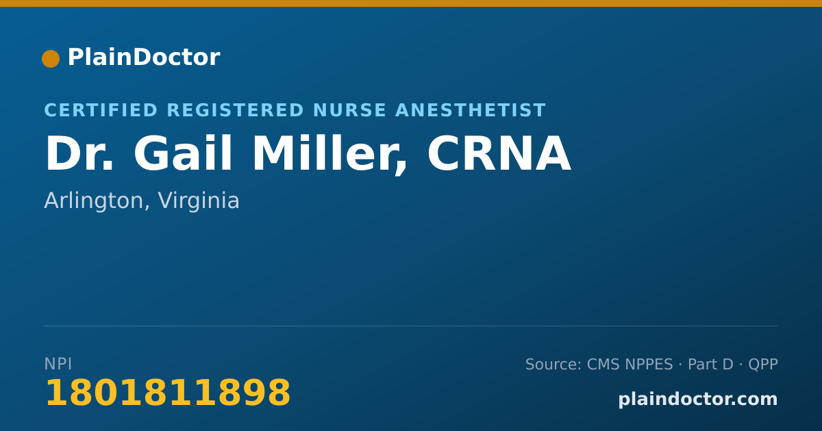Shareable card for Gail Miller, CRNA - Certified Registered Nurse Anesthetist, Arlington, VA