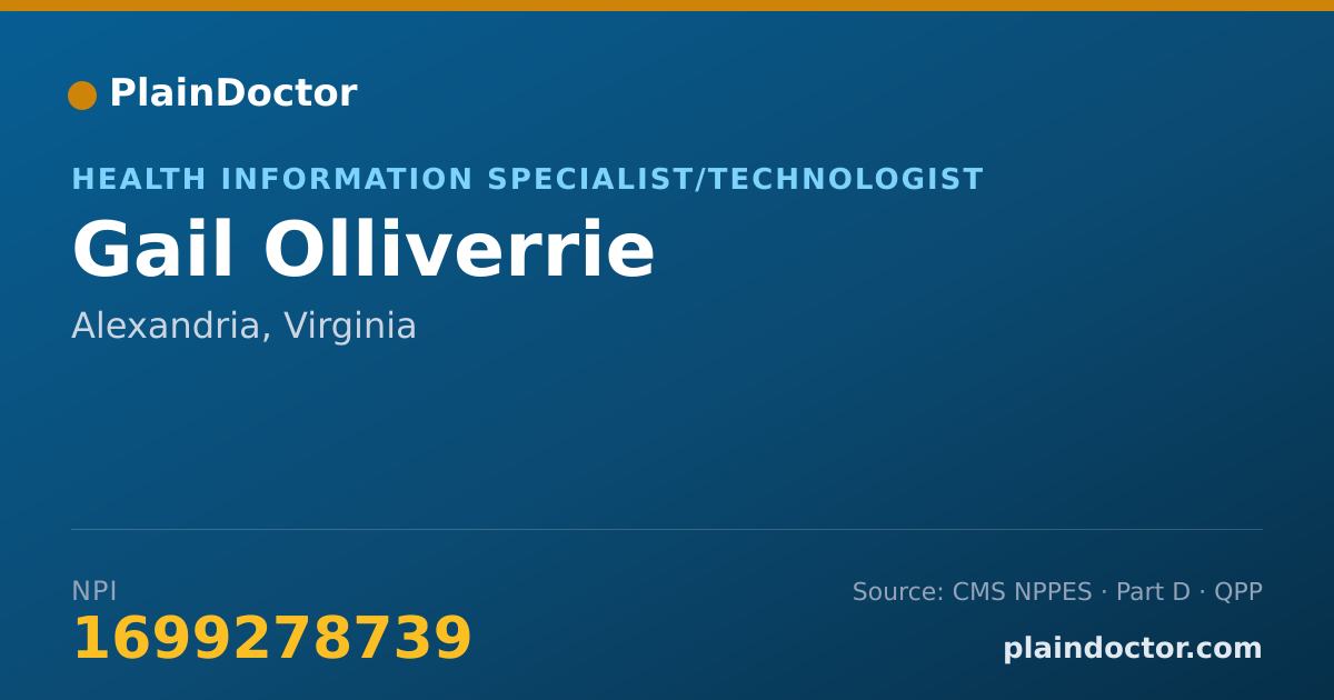 Shareable card for Gail Olliverrie - Health Information Specialist/Technologist, Alexandria, VA