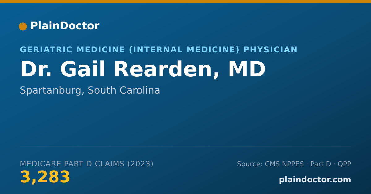 Shareable card for Gail Rearden, MD - Geriatric Medicine (Internal Medicine) Physician, Spartanburg, SC