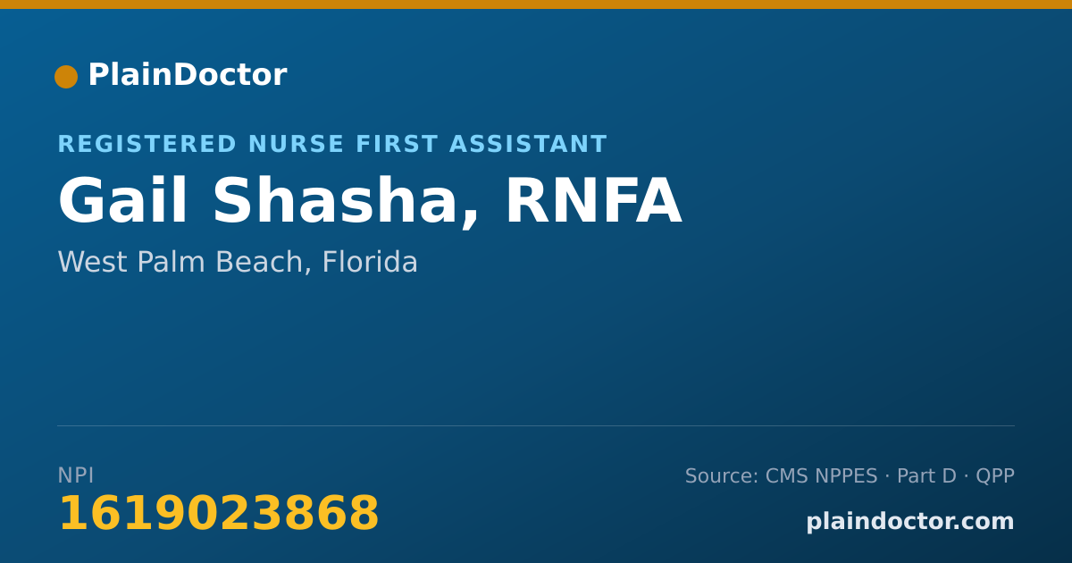 Shareable card for Gail Shasha, RNFA - Registered Nurse First Assistant, West Palm Beach, FL