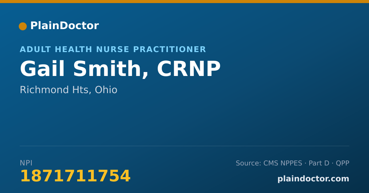 Shareable card for Gail Smith, CRNP - Adult Health Nurse Practitioner, Richmond Hts, OH