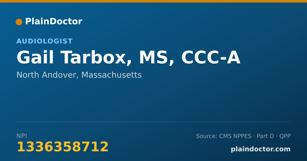 Shareable card for Gail Tarbox, MS, CCC-A - Audiologist, North Andover, MA