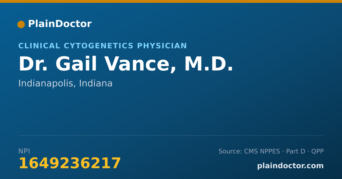 Shareable card for Gail Vance, M.D. - Clinical Cytogenetics Physician, Indianapolis, IN