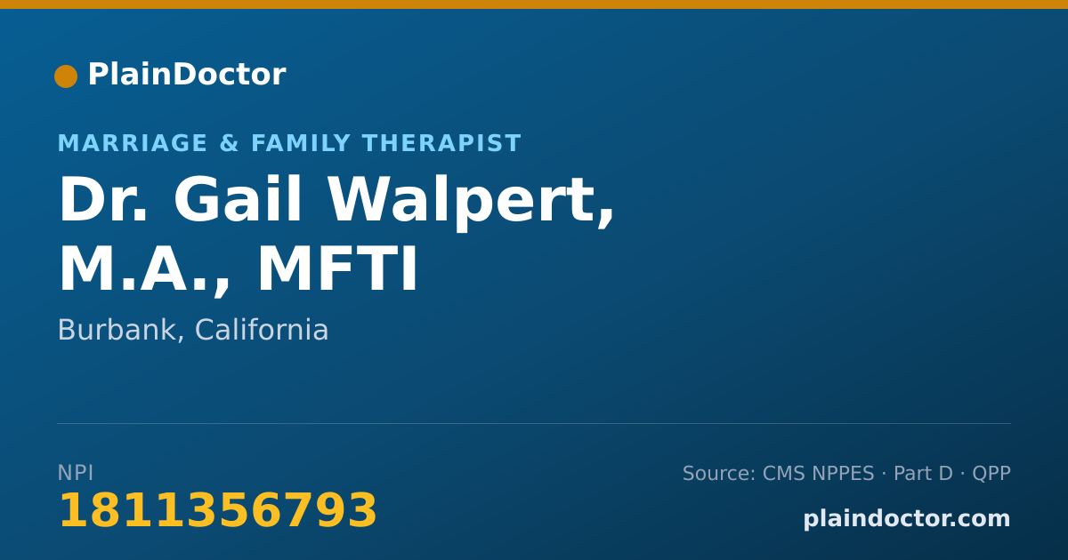 Shareable card for Gail Walpert, M.A., MFTI - Marriage & Family Therapist, Burbank, CA