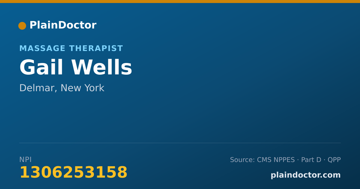 Shareable card for Gail Wells - Massage Therapist, Delmar, NY