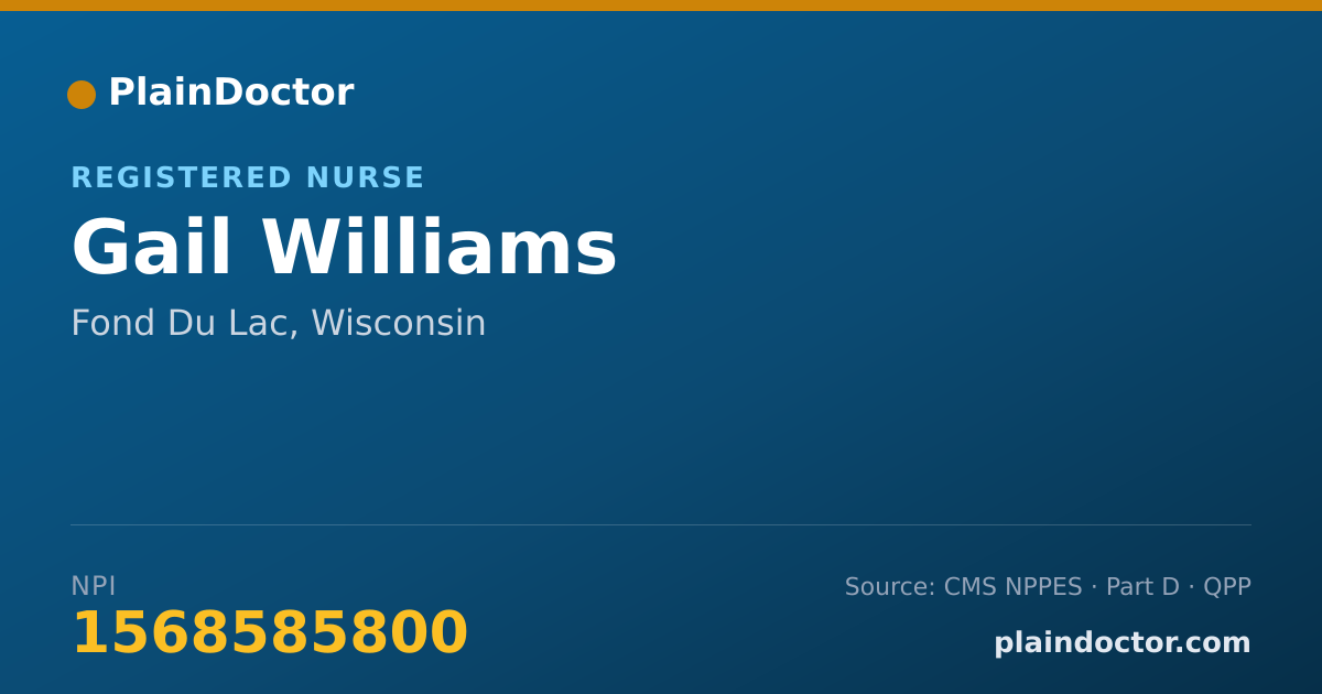 Shareable card for Gail Williams - Registered Nurse, Fond Du Lac, WI