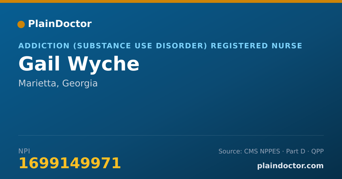 Shareable card for Gail Wyche - Addiction (Substance Use Disorder) Registered Nurse, Marietta, GA