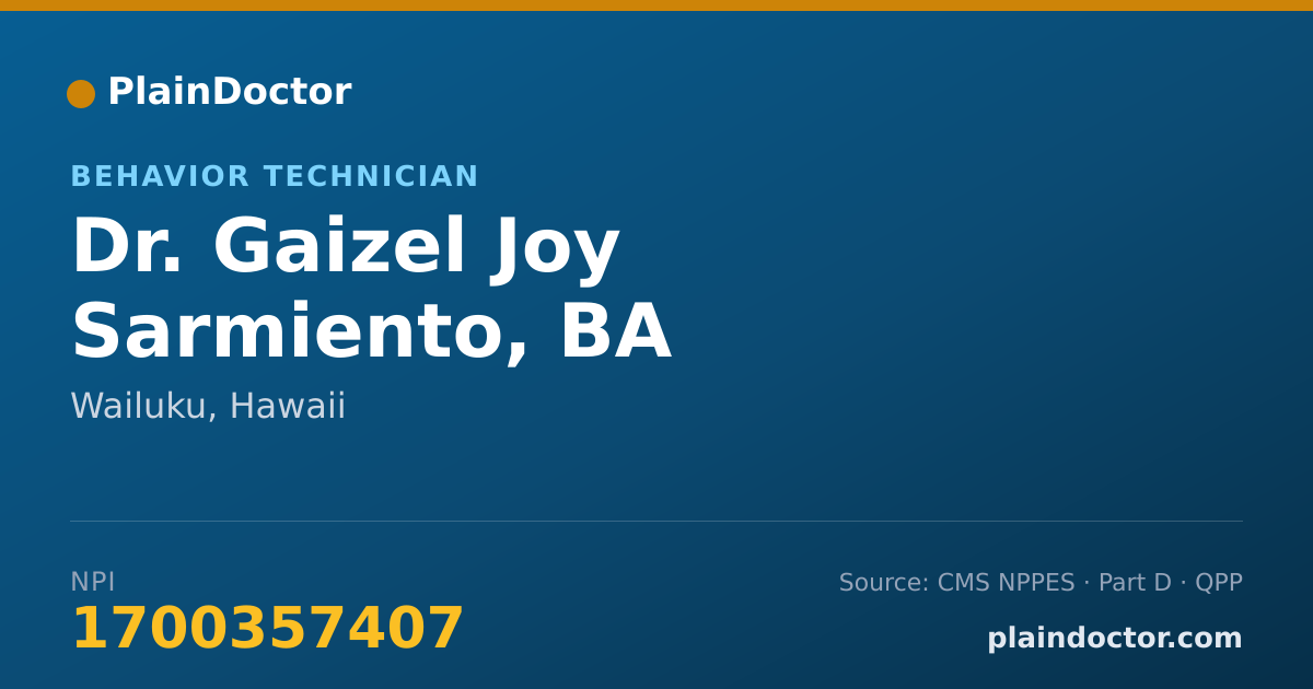 Shareable card for Gaizel Joy Sarmiento, BA - Behavior Technician, Wailuku, HI