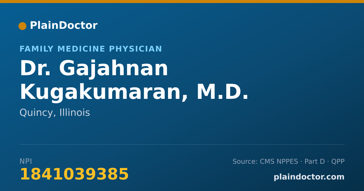 Shareable card for Gajahnan Kugakumaran, M.D. - Family Medicine Physician, Quincy, IL