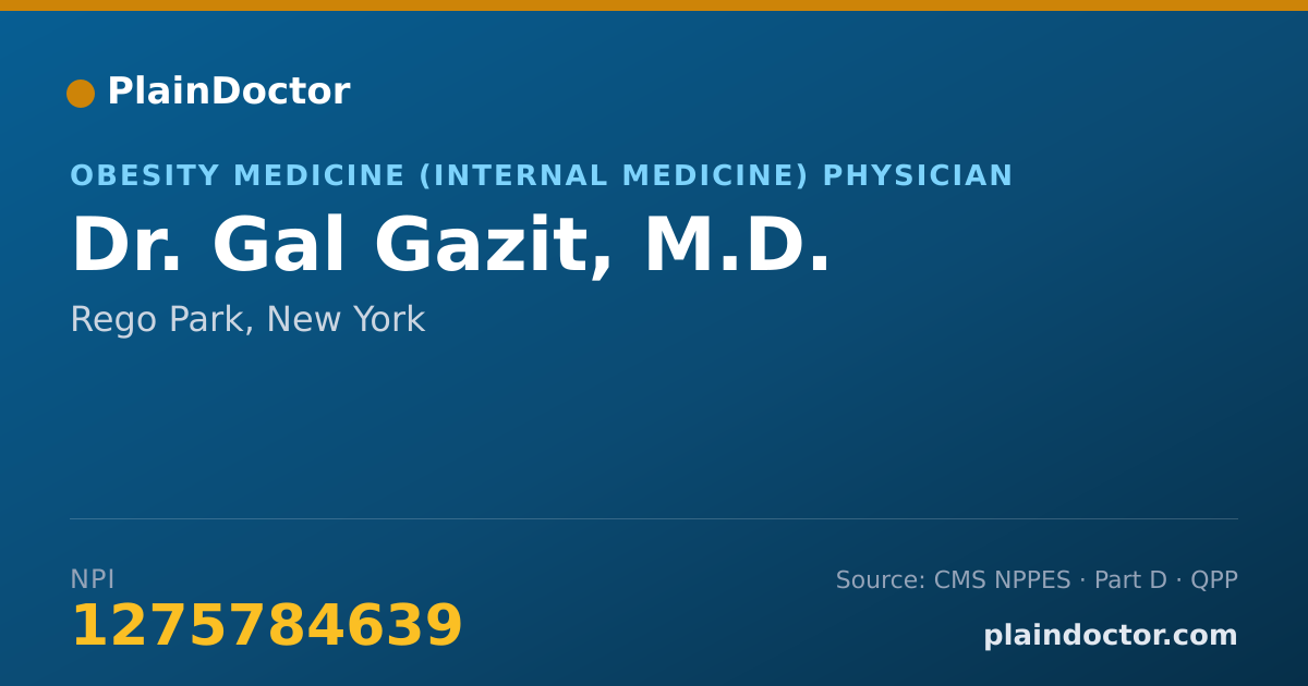 Shareable card for Gal Gazit, M.D. - Obesity Medicine (Internal Medicine) Physician, Rego Park, NY