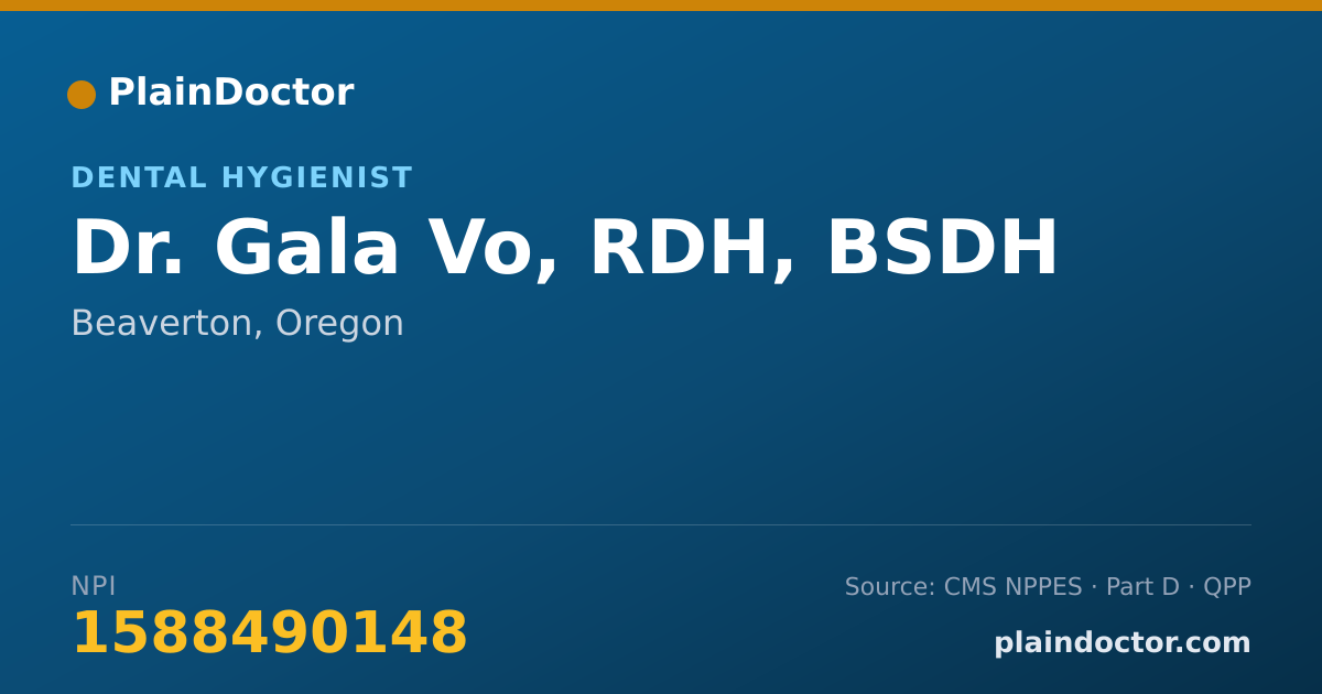 Shareable card for Gala Vo, RDH, BSDH - Dental Hygienist, Beaverton, OR