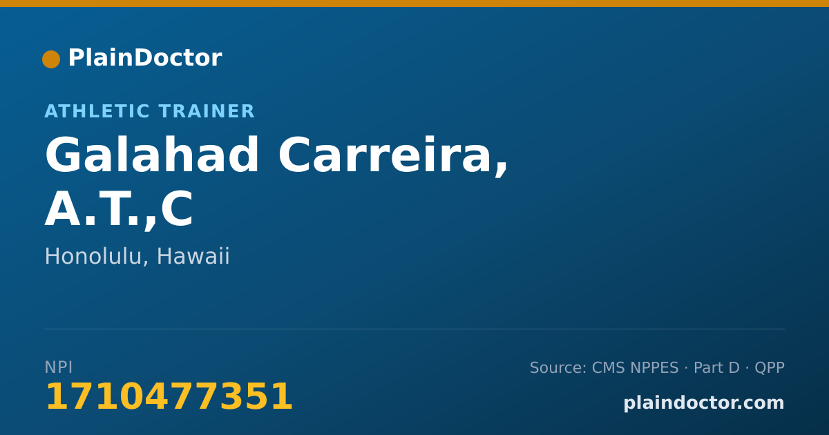 Shareable card for Galahad Carreira, A.T.,C - Athletic Trainer, Honolulu, HI