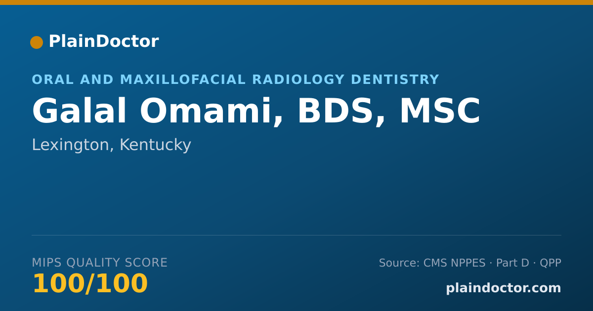 Shareable card for Galal Omami, BDS,  MSC - Oral and Maxillofacial Radiology Dentistry, Lexington, KY